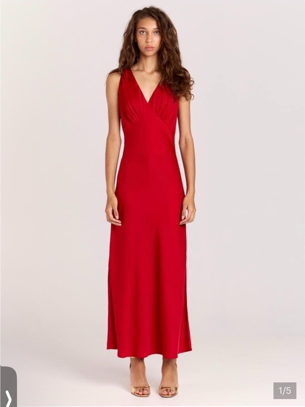 Romy Red V-Neck Midi Dress